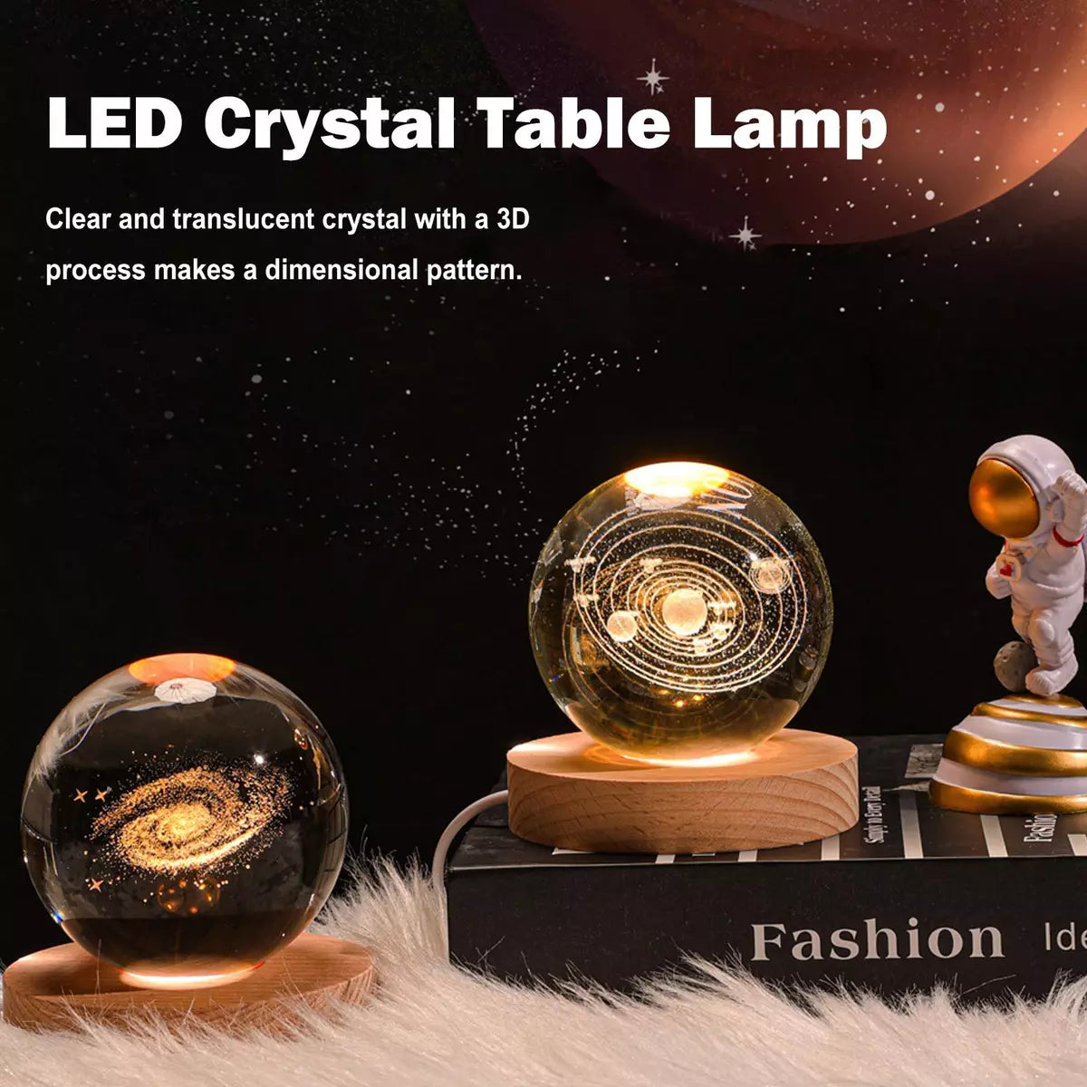 3D Crystal Ball Lamp🪐 - HomeFlair