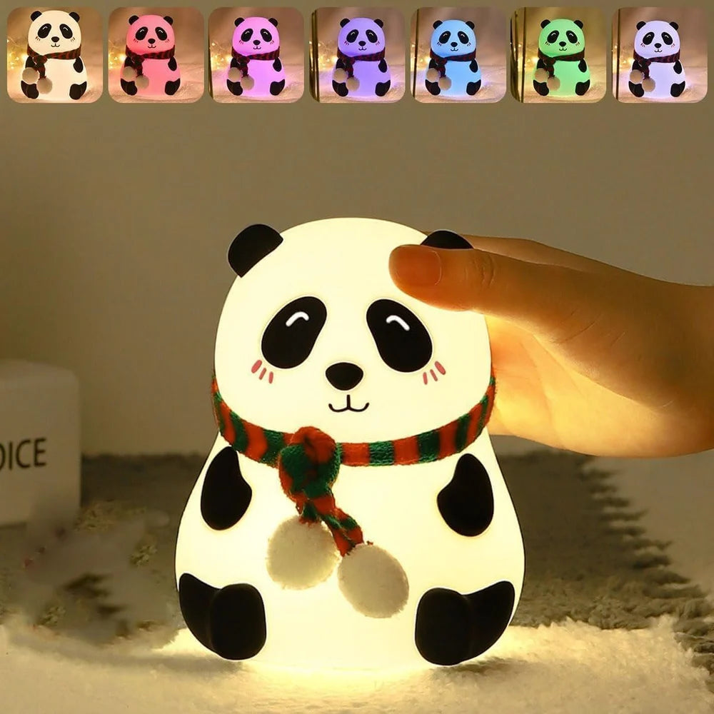 Panda Night Lamp, Panda Touch Silicone Lamp, 7 Colors Changing Rechargeable