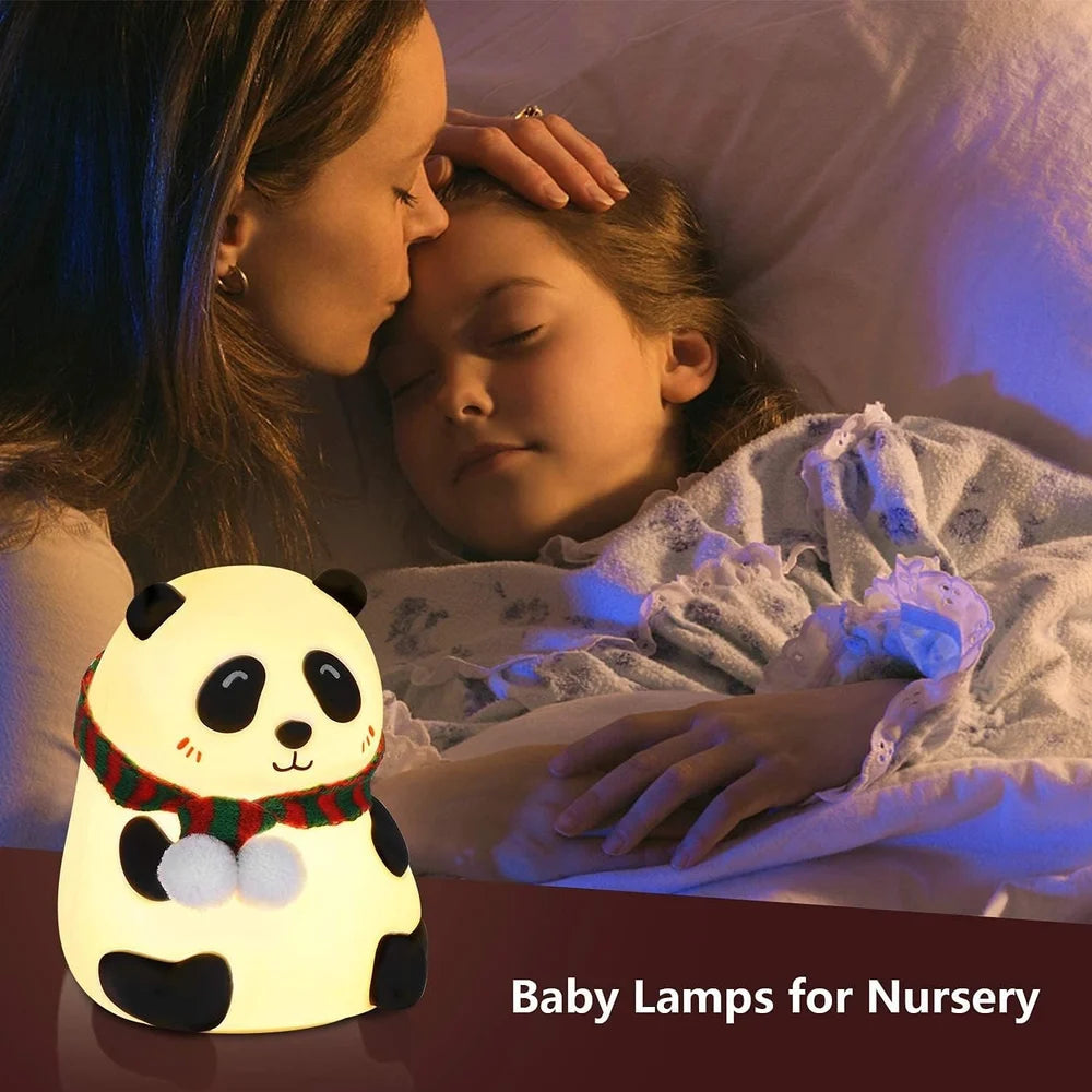 Panda Night Lamp, Panda Touch Silicone Lamp, 7 Colors Changing Rechargeable